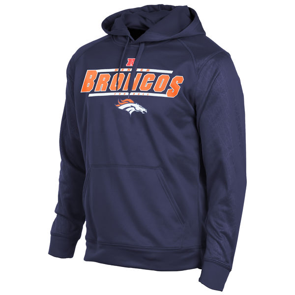 Men Denver Broncos Majestic Synthetic Hoodie Sweatshirt Navy Blue